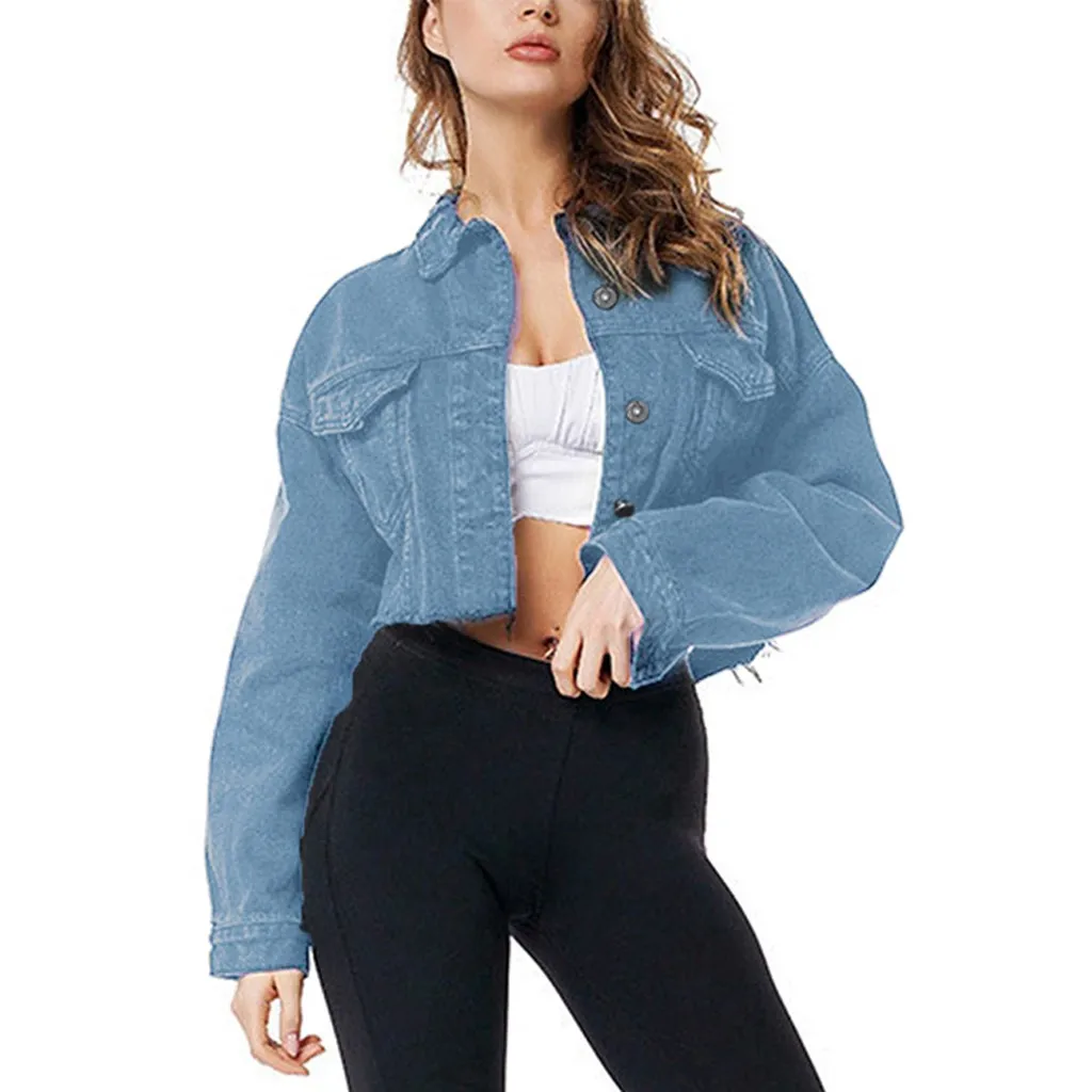 30# abrigos mujer invierno женское джинсовое короткое пальто с длинными рукавами женская обычная куртка, верхняя одежда пальто из джинсовой ткани зимняя куртка для женщин