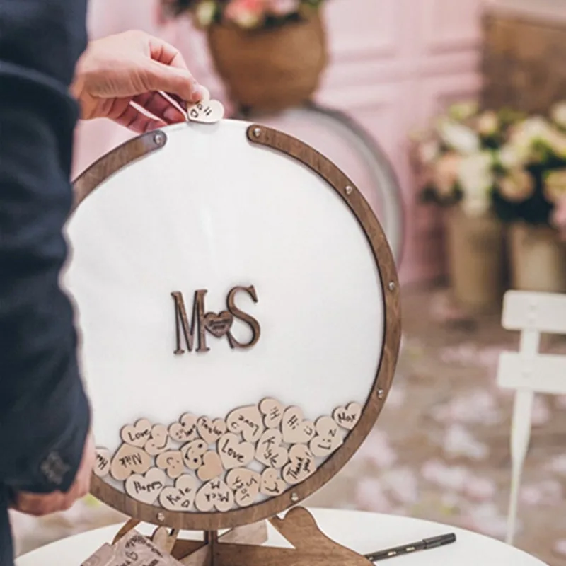 transparent heart Alternative Wedding Guest Book, Alternative Wood Wedding Decor-Guest Book Sign-GuestBook