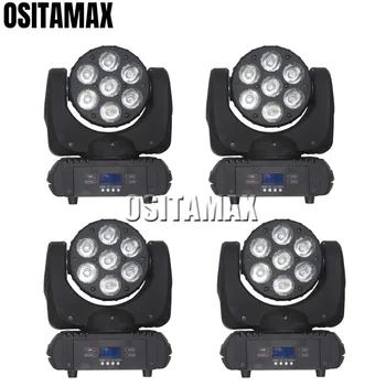 

4PCS DMX LED Beam Mini Moving Head Stage Light 7X12W 4IN1 RGBW Super Brightness Lumiere for Disco Christmas Party Show DJ Club