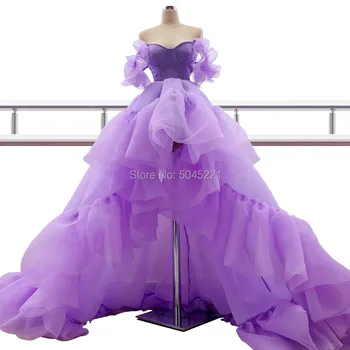 

Evening Dresses Purple High Low Style Prom Dress Sexy 2019 Islamic Latest Design Party Gown Abendkleider Arabic Robe De Soiree