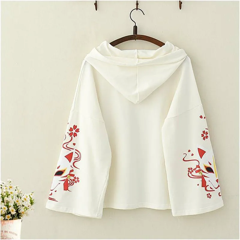  Fleece Tops Cute Hoodies Streetwear Japanese Harajuku Hooded Sweatshirts Funny Print Patch Plus Hoo