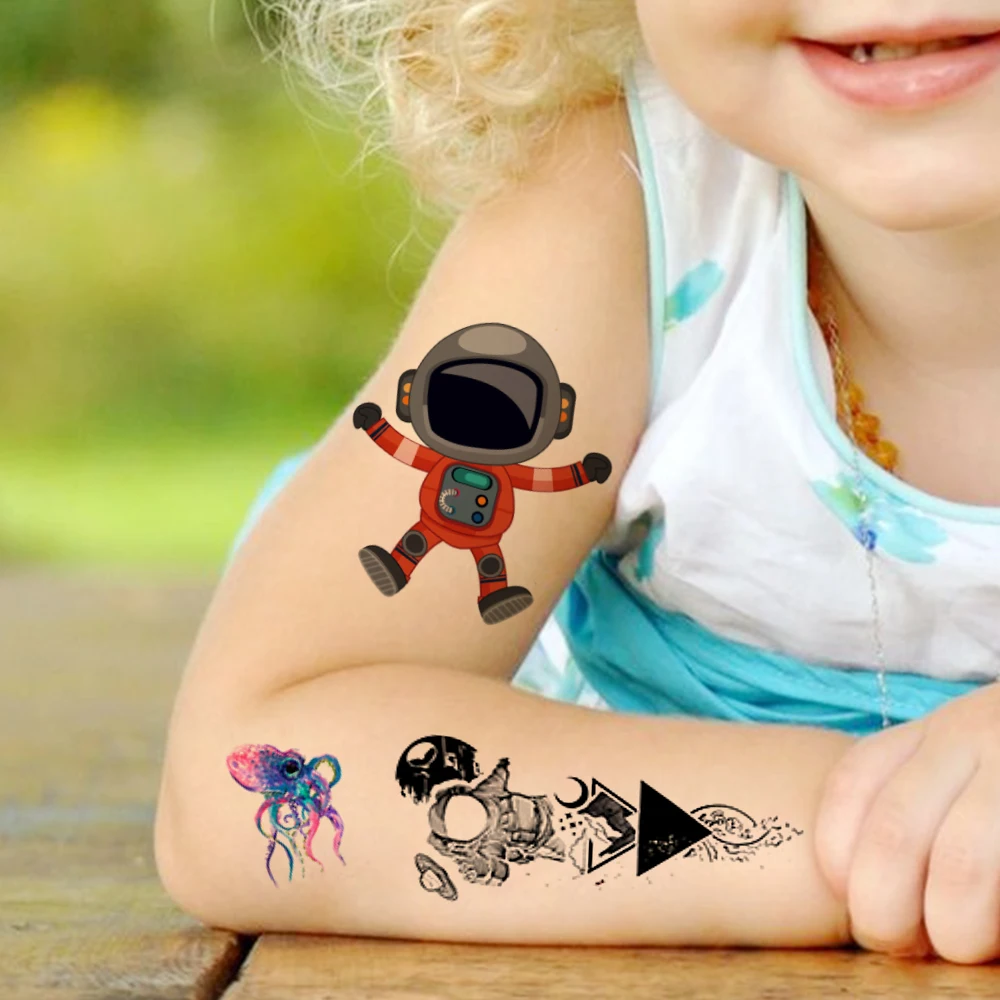 Spaceman Geometric Temporary Tattoo For Kids Face Boy Girls Son Adult Space Astronaut  Tattoos Sticker Fake Universe Arm Tatoos - Temporary Tattoos - AliExpress