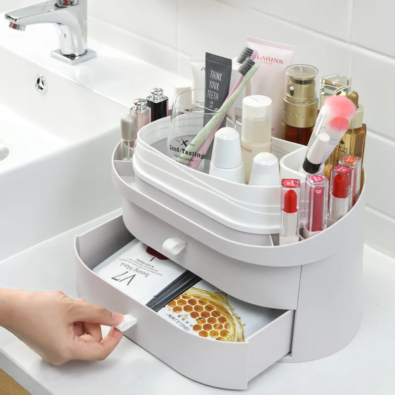 

Plastic Cosmetic Organizer Box Makeup Container Drawer Lipstick Holder Make Up Desktop Sundry Storage Boxes Bathroom Storage
