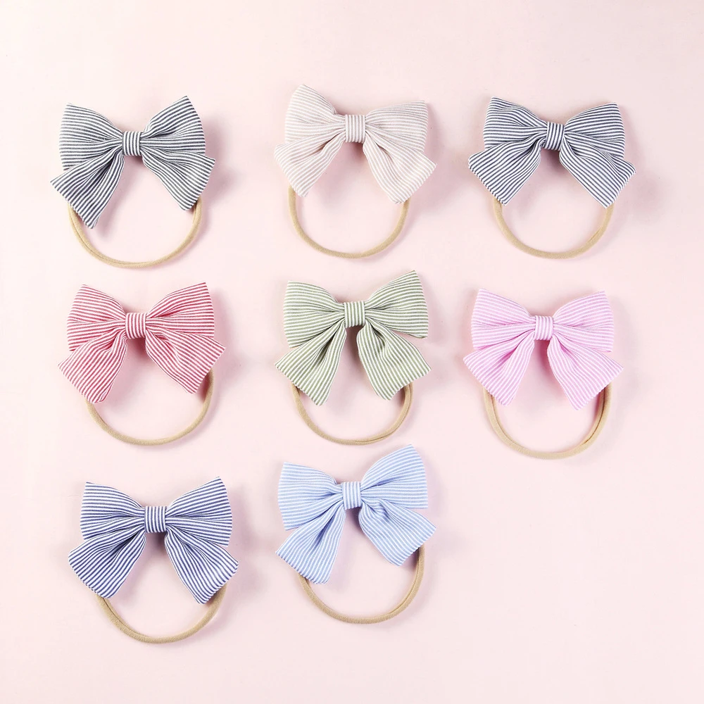 Diadema de lazo a rayas para bebé, bandanas para niña pequeña, accesorios para el cabello elásticos cabeza de niños, diadema infantil, accesorios de fotografía