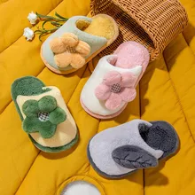 

Kids Cotton Slides Autumn Winter Indoor Non-slip Boys Slippers Cute Cartoon Home Baby Girls Slippers 2-7Y Children Shoes