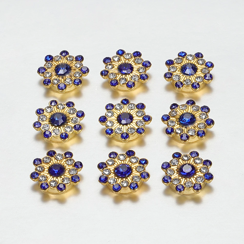 50/100pcs 14mm Rhinestone Cabochons for DIY Jewelry Making Colorful Glass Crystal Core Gold Bezel Brooch Patch Decor Accessories