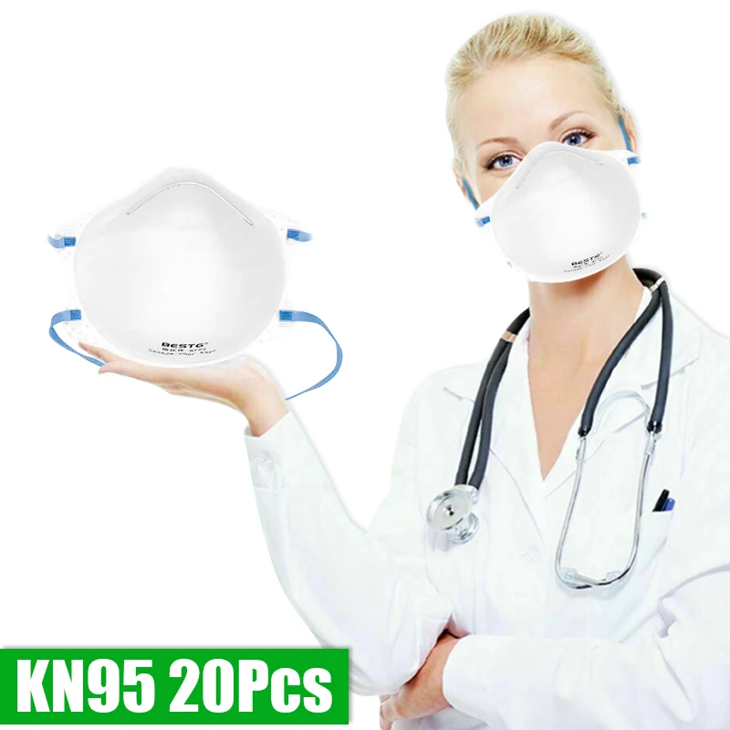

20PCS KN95 Anti Gas Dust Pollution PM2.5 Mouth Mask Respirator Masks Cotton Reusable Mask As KF94Ffp2 P2 Fast delivery