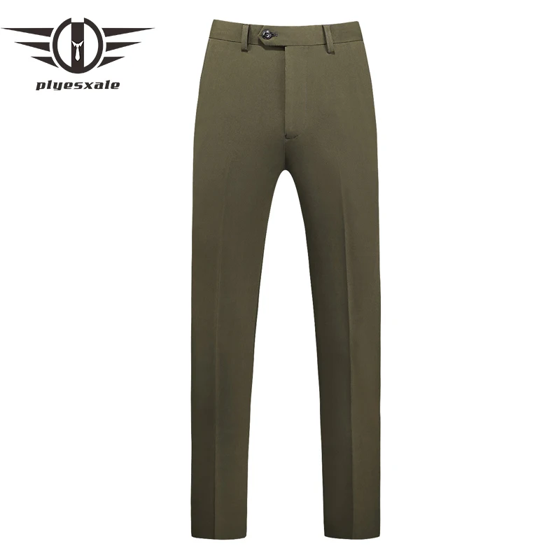 

Plyesxale Olive Green Men Dress Pants Slim Fit Business Casual Spring Autumn Non-ironing Formal Suit Pants Pantalon Homme P24