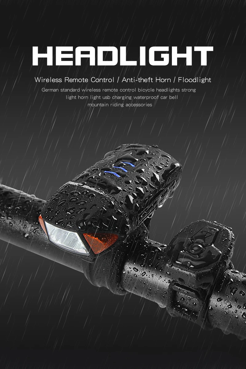 Remote Flashlight For Bicycle Alarm Bell Horn Bike Light Front Head Cycling Lamp USB Rechargeable Road MTB Bicycle Light Lantern