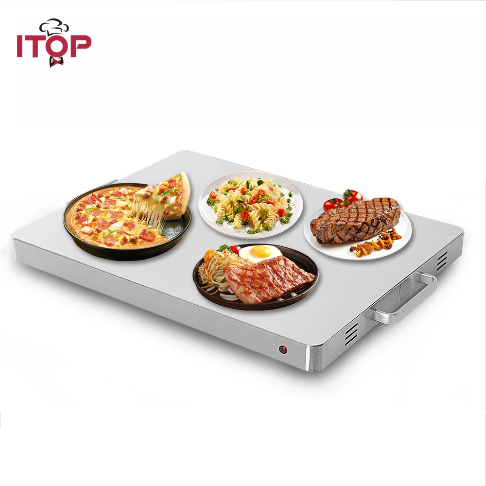 

ITOP Food Heating Board Warming Tray Electric 400W Stainless Steel Buffet Food Warm Machine Silver 80 Celsius 220-240V
