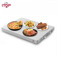 ITOP Food Heating Board Warming Tray Electric 400W Stainless Steel  Buffet Food Warm Machine Silver 80 Celsius 220-240V
