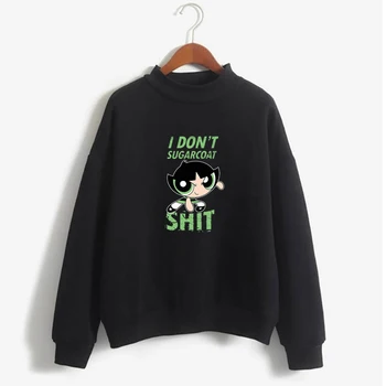 

Warm winter clothes kawaii cartoon print youth sweatshirt women super power girl sweatshirt hoodie casual harajuku clothing