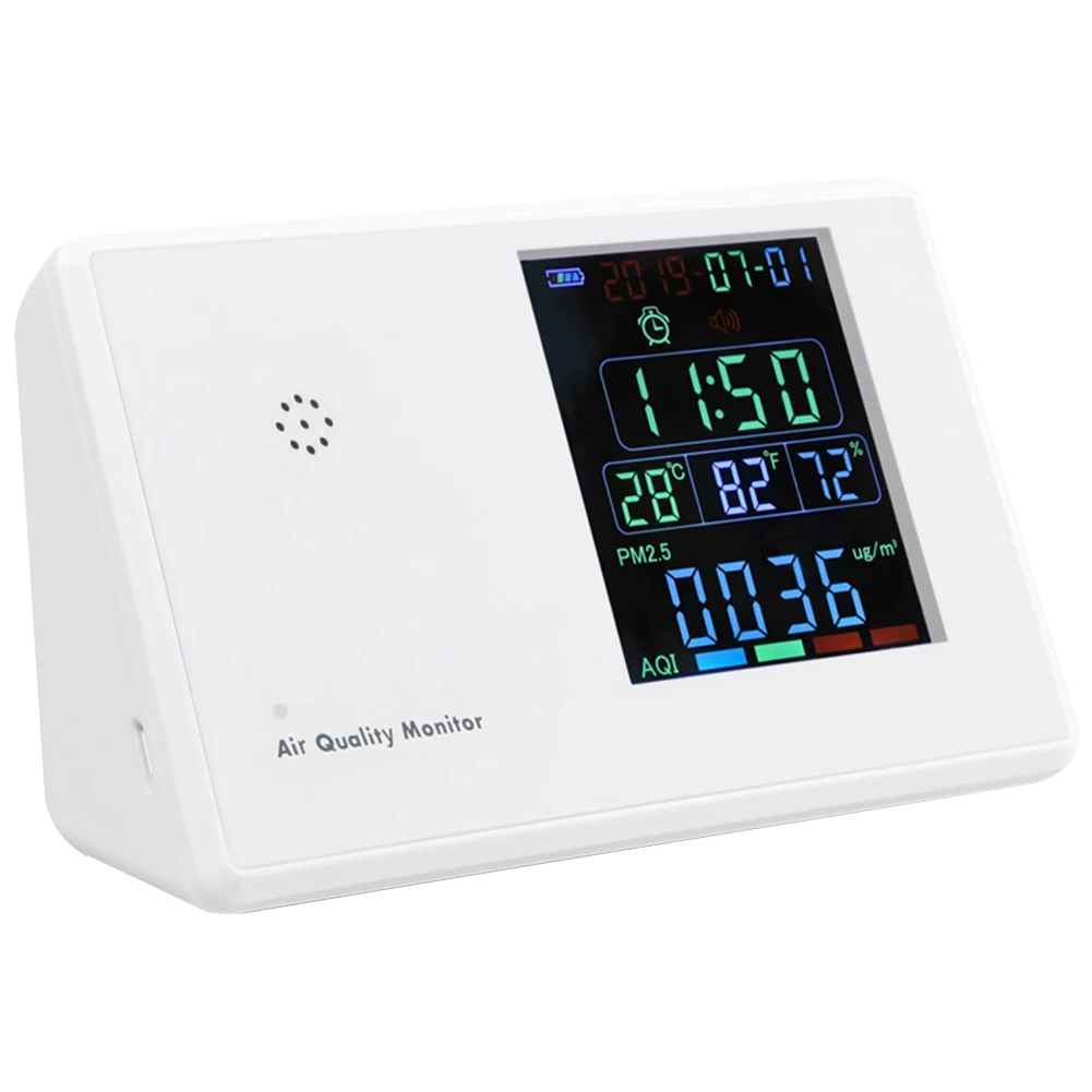 

For CO2 PM2.5 Digital Temperature Formaldehyde Particles Standing Humidity USB Port Office LCD Display Air Quality Monitor Alarm