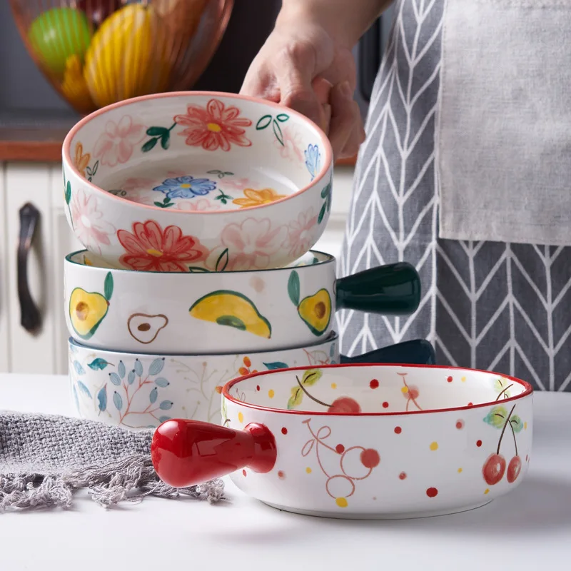 Творческий японский ручной росписью Керамика ручка запеченные фруктового