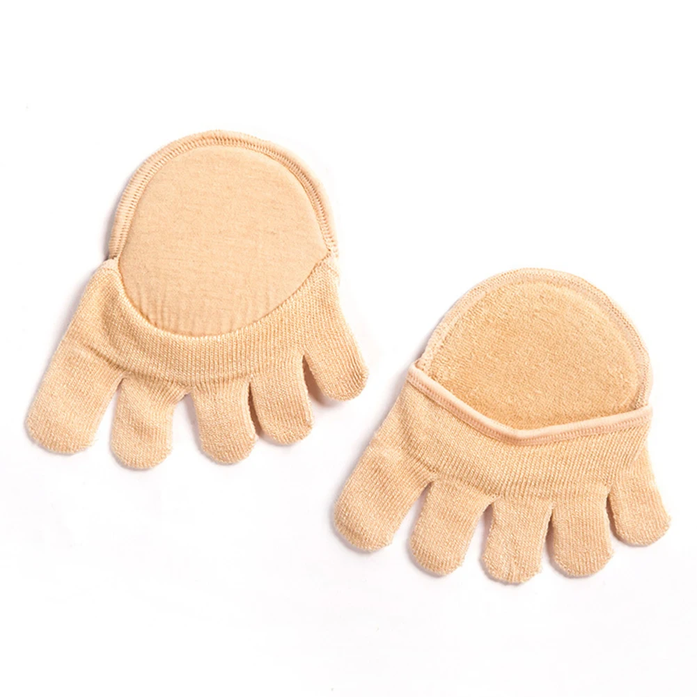 

Soft Sweat Absorption Open Toe Solid Half Sole Sandals Women Socks Non Slip Invisible Lining With Forefoot Cushion Summer Pad