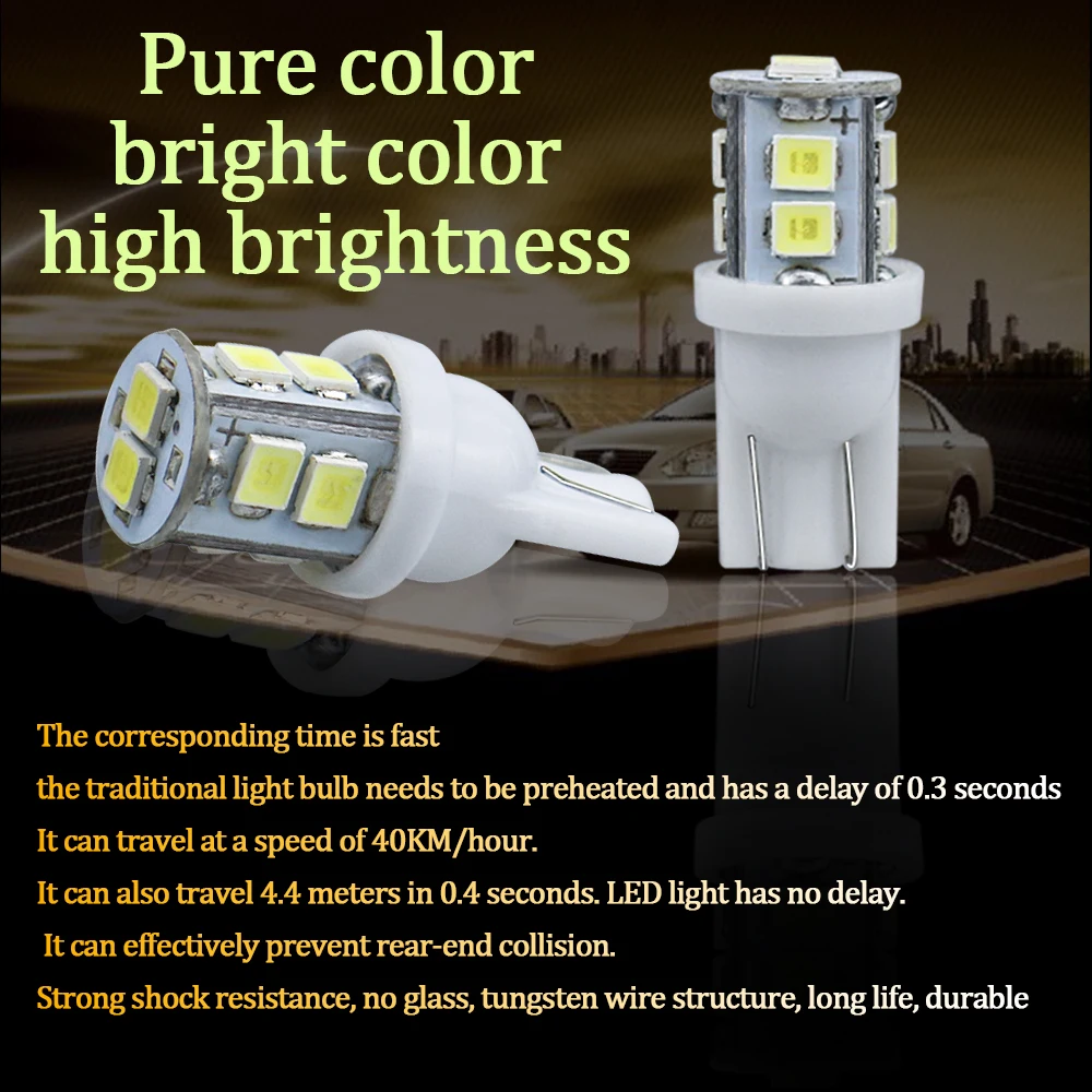 500 шт. T10 194 168 W5W 2835SMD-10 светодиодный Автомобильный светодиодный лампы авто Интерьер светильник чтения парковка купол сигнала бортовой светильник белый 12В оптом