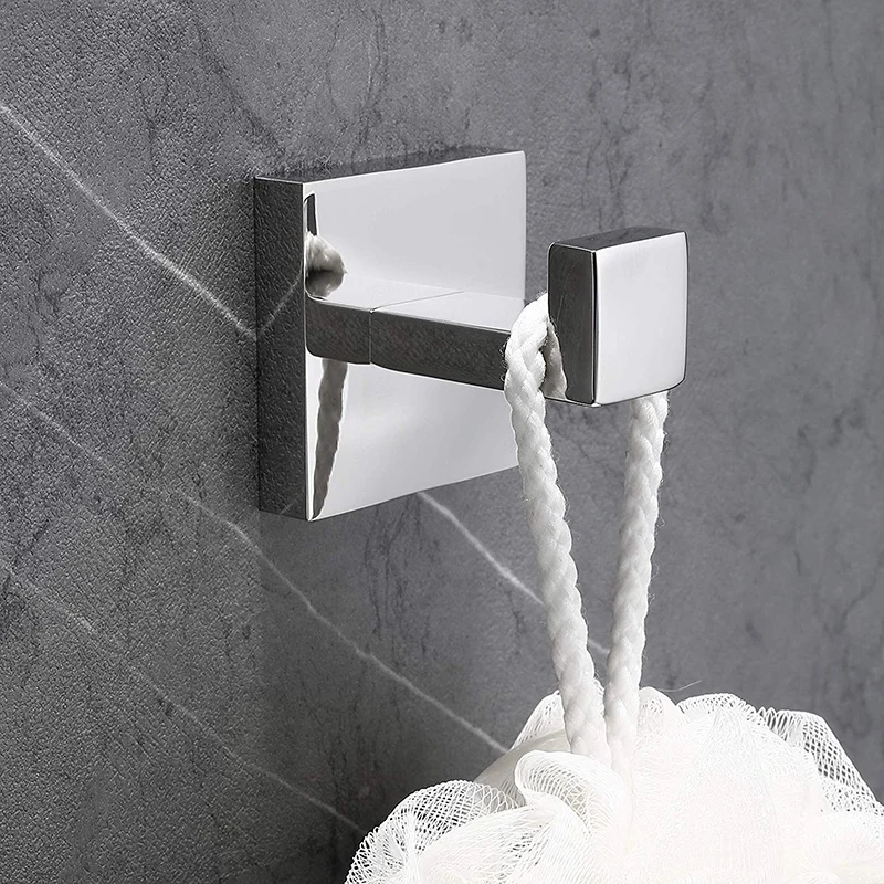 

Bath Towel Hook SUS 304 Stainless Steel Square Clothes Towel Coat Robe Hook Cabinet Closet Door Sponges Hanger for Bath Kitchen