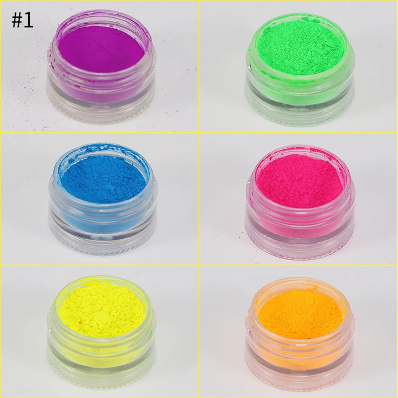 6 цветов маникюрный светящийся порошок Набор DIY Флуоресцентный порошок вечерние украшения для Хэллоуина V9-Drop для дизайна ногтей