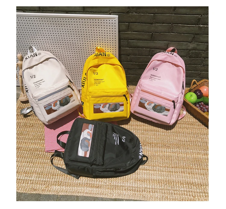 Брендовый высококачественный рюкзак с милым рисунком и буквами, школьная сумка, черный, белый, розовый цвет, сумка для отдыха или путешествий, Женская водостойкий мешок