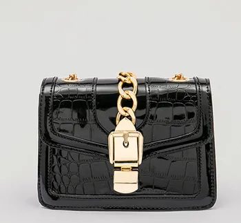 

New Ladies Sequin Square bag High quality PU Leather Women's Handbag Lock Shoulder Messenger Bags