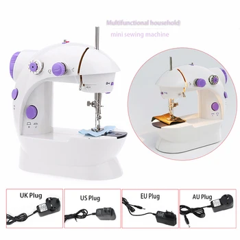 

Mini Portable Pedal Sewing Machines Dual Speed Double Thread Multifunction Tailor Electric Automatic Tread Rewind Sewing Machine