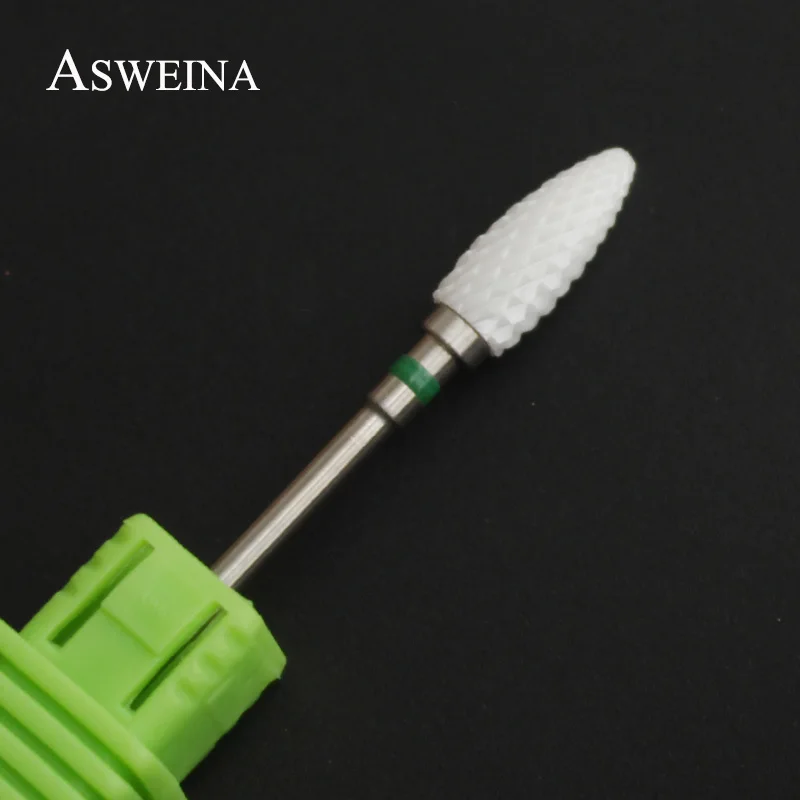 Green ASWEINA, керамический прямой наконечник, для дизайна ногтей, сверло, фреза для ногтей, электрическая дрель, маникюрный станок, устройство, аксессуар - Цвет: Green