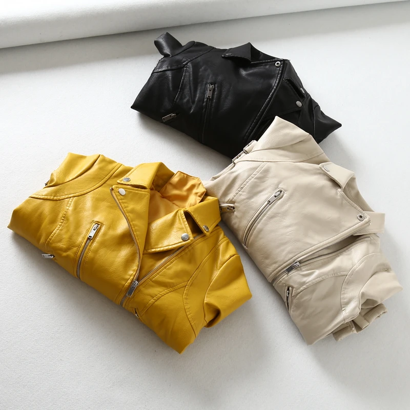 Желтая куртка из искусственной кожи женские байкерские Кофты на молнии chaqueta Блейзер ПУ байкерская куртка jaqueta couro Rock cuir chaqueta mujer