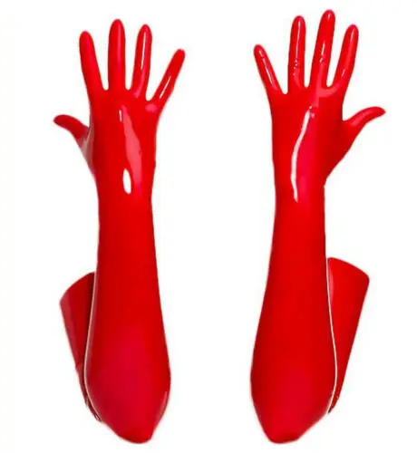 Hot Wrist seamless black / red latex opera long gloves fetish Long Toe Socks New slim high