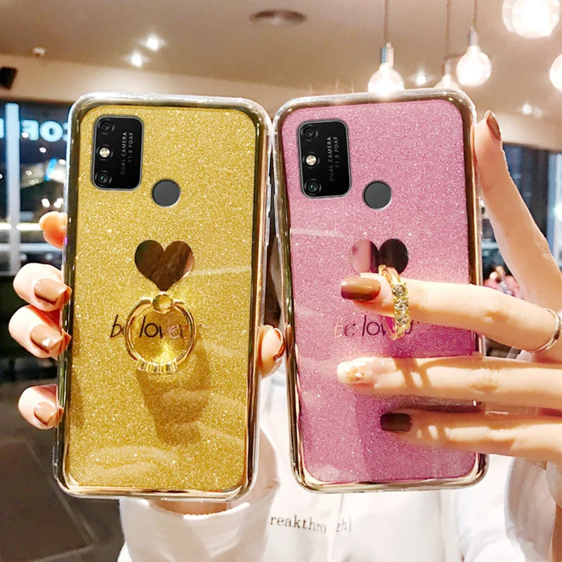 Роскошный Блестящий Мягкий чехол с кольцом-держателем для Huawei Honor 9C 9A 9S 10i 10 20S 20 30