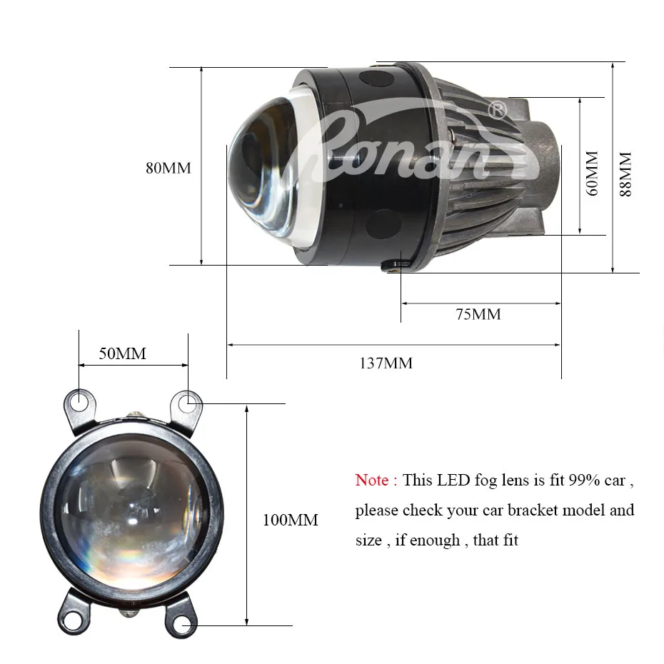 US $111.50 Ronan 30 bi led fog light lens 5500k 2800lm full waterproof builtin driver easy installation car headlight DIY retrofit