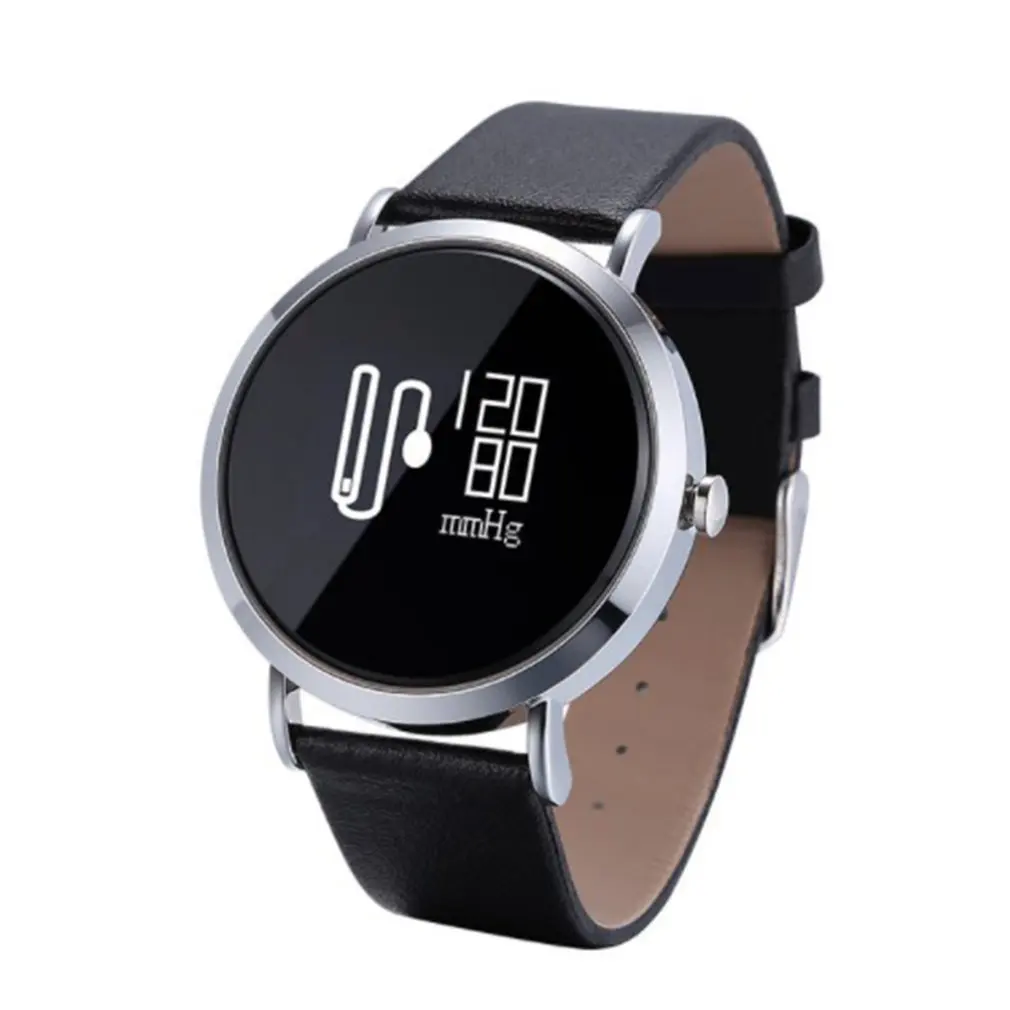 Серебристый 0,95 дюйма, oled Круглый циферблат Мужские наручные часы женские спортивные умные часы фитнес-трекер пульсометр монитор кровяного давления для Android - Цвет: Серебристый