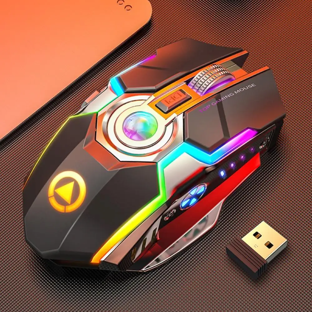 

Wireless Gaming Mouse Game Silent Ergonomic 7 Keys RGB Backlit USB Optical Rechargeable MICE