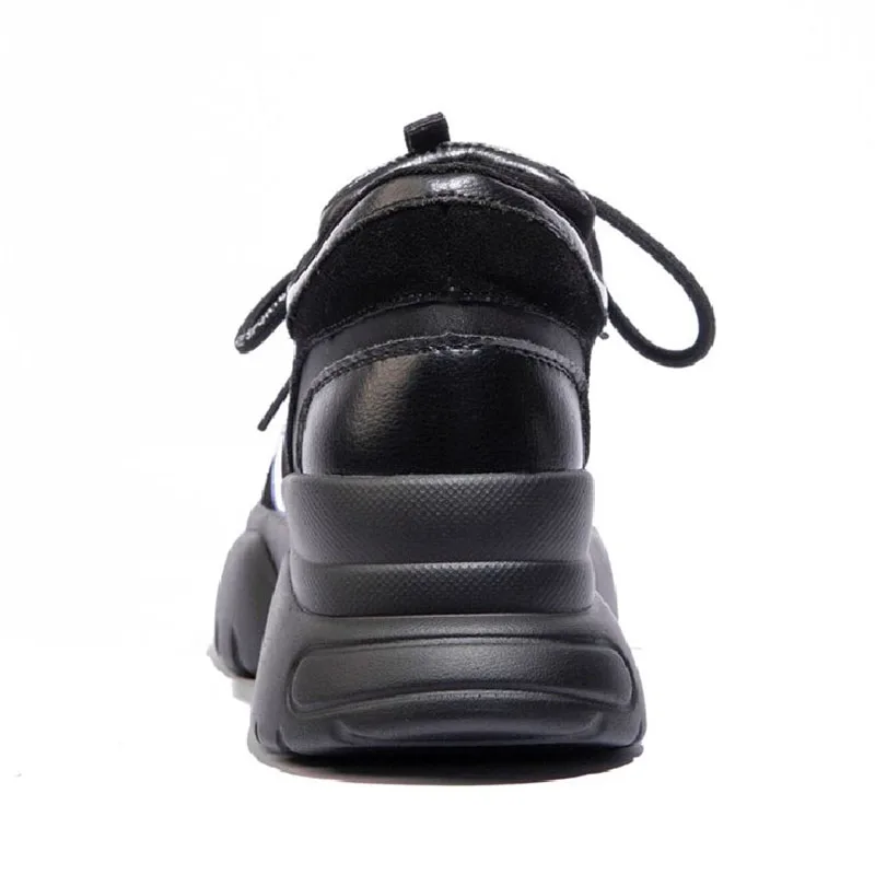 Женские кроссовки на толстой подошве ZALAVOR модные из натуральной кожи шнуровке