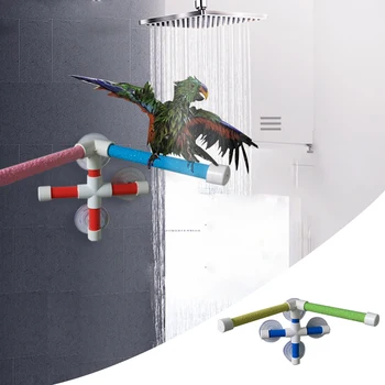 

Pet Birds Shower Perches Rack Parrots Bath Standing Platform Parrot Budge Paw Grinding Stand Bath Toys