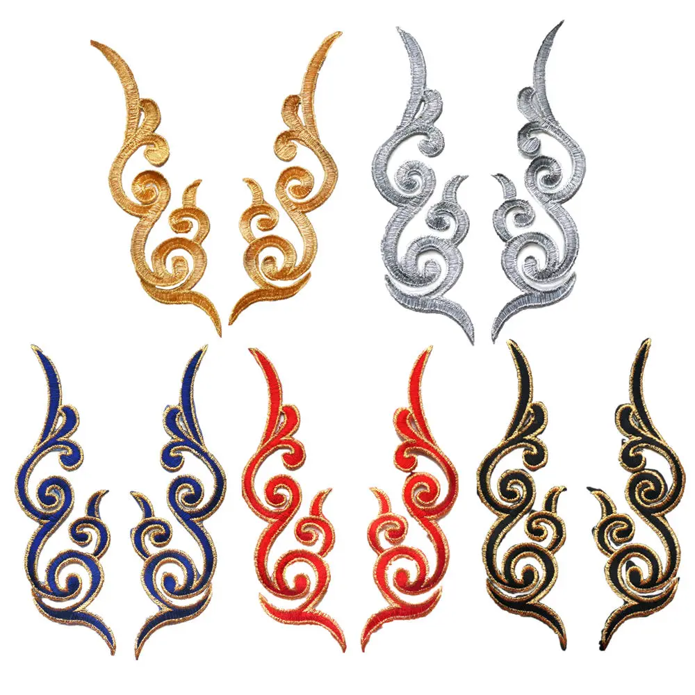 Золотые серебряные черные патчи 2 шт. приклеиваемые термоклейкие значки вышитые