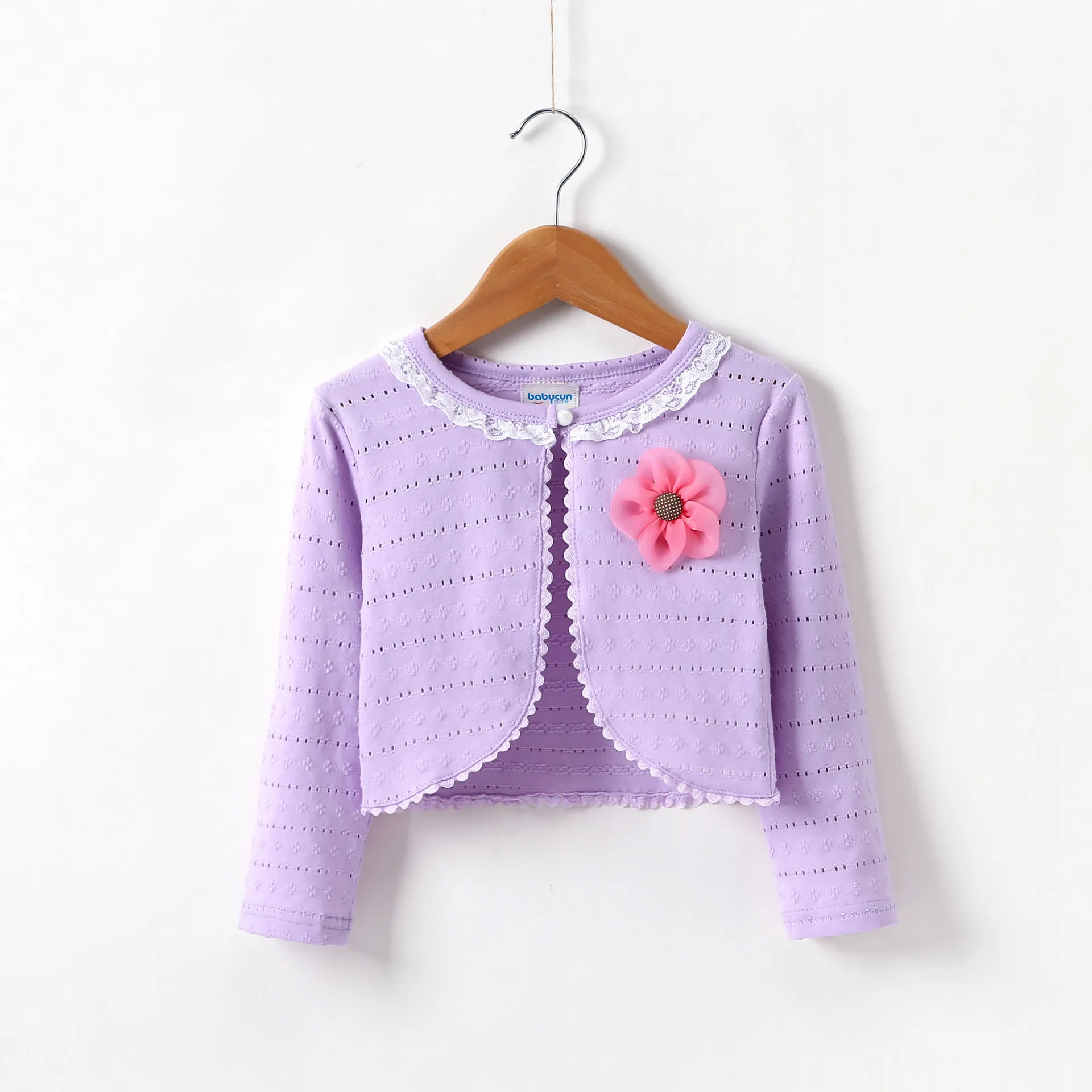 Для маленьких девочек s верхняя одежда кардиган хлопок розовая куртка для маленьких девочек для возраста от 1 и 2 лет одежда для малышей Детская одежда AKC165009 - Цвет: Фиолетовый