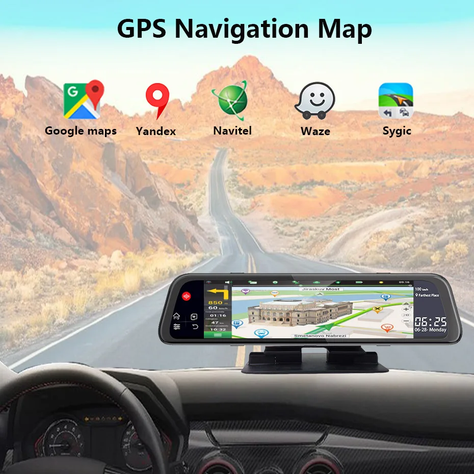 WHEXUNE 1" ips зеркало заднего вида Автомобильная камера 4G Android 8,1 gps навигация 2G ram 3 2G rom ADAS FHD 1080P видеорегистратор