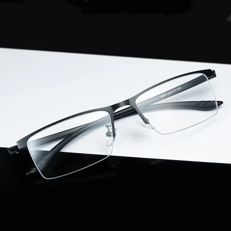 Негабаритных мужчин и женщин прямоугольные полуобода очки металлические очки по рецепту оправа для оптических линз Близорукость Пресбиопия