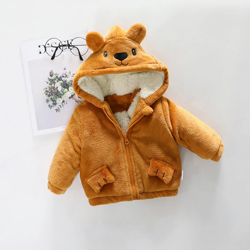 040 brown Зимняя одежда с пандой для маленьких мальчиков и девочек флисовое пальто с искусственным мехом теплая куртка От 1 до 4 лет куртка с капюшоном для малышей, верхняя одежда - Цвет: 040 brown