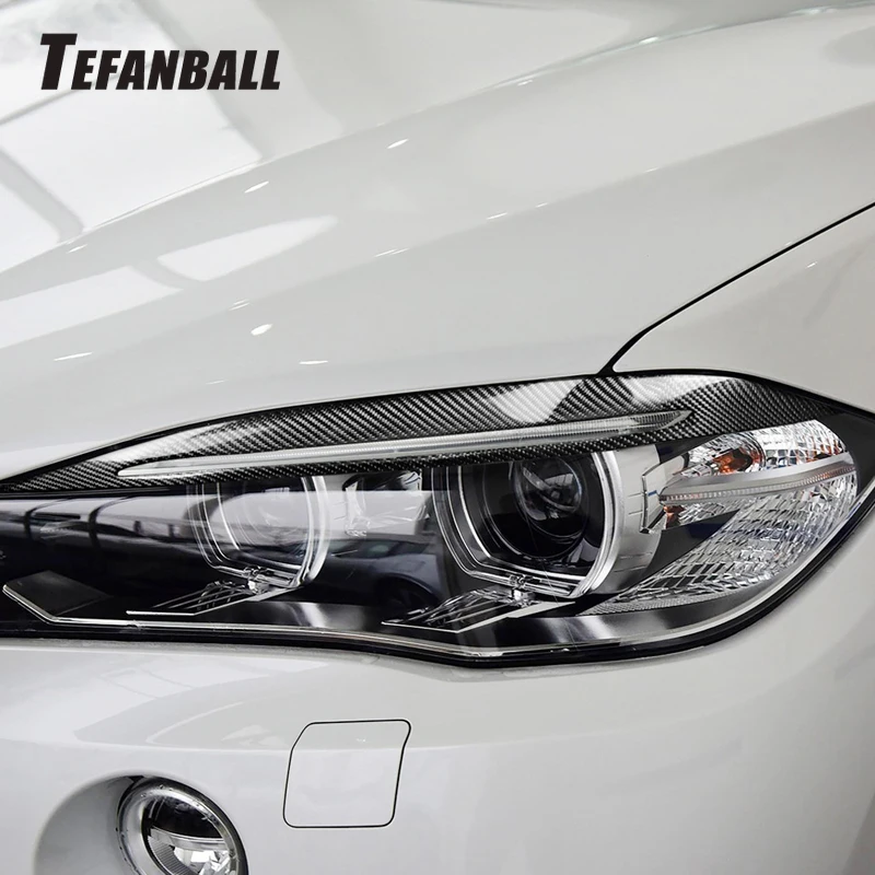 

New Carbon Fiber Decoration Headlights Eyebrows Eyelids Trim Cover for BMW F15/F16 X5 X6 2014-2018 Accessories Car Light Sticker