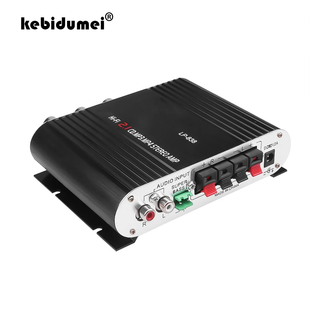 Kebidumei LP-838 усилитель мощности автомобиля Hi-Fi 2,1 200 Вт 12 в MP3 радио аудио стерео бас динамик усилитель плеер для мотоцикла дома