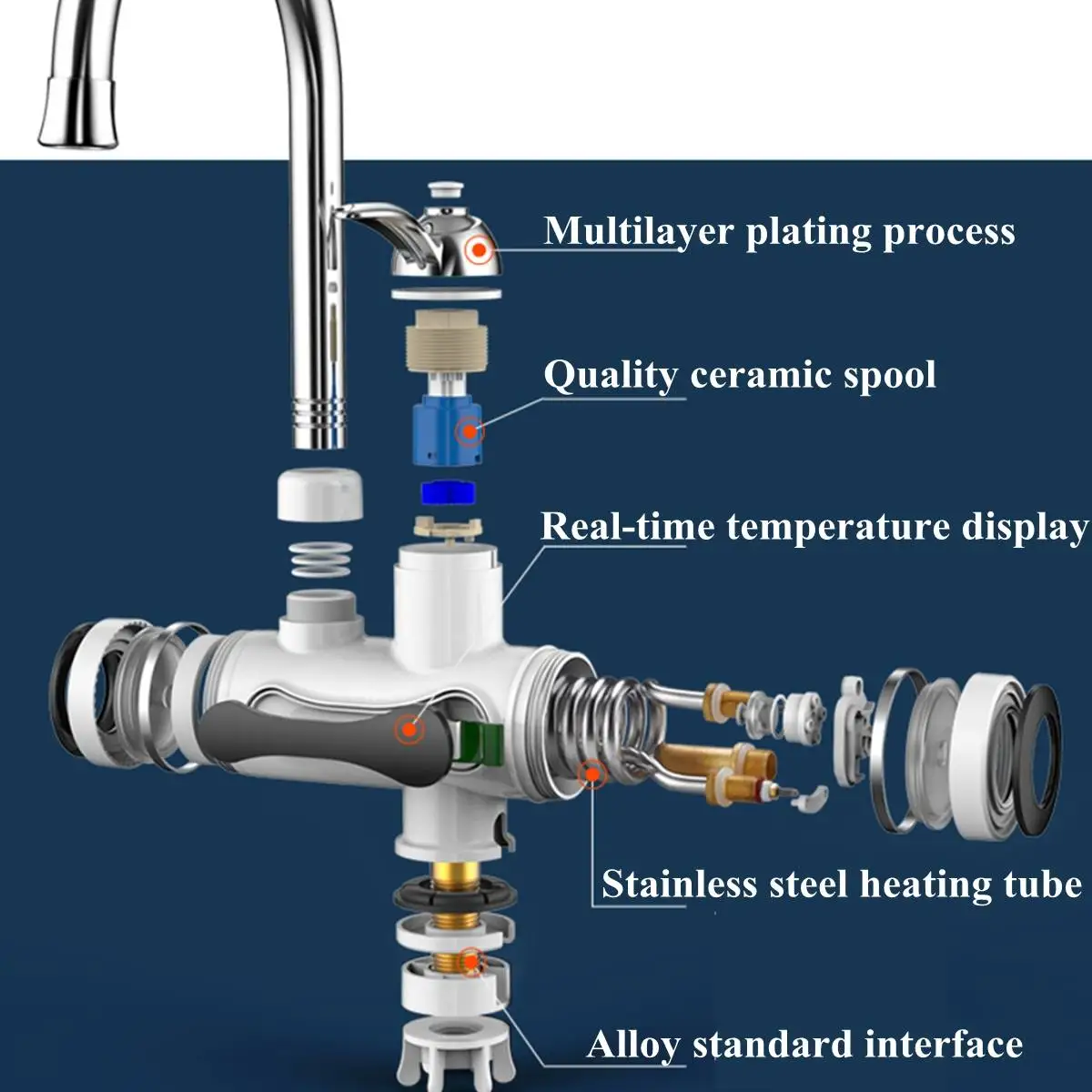  3000W Electric Kitchen Water Heater Tap Instant Hot Water Faucet Heater Cold Heating Faucet Tankles - 4000367798539