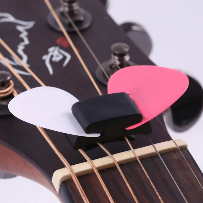 1Pc Black Rubber Guitar Pick Holder Fix On Headstock For Guitar Bass Ukulele Cute Guitar Accessories