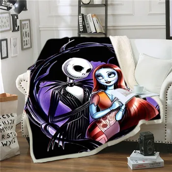 

The Nightmare Before Christmas Sherpa Blanket Cartoon Jack Throw Blanket 3D Print Fleece Blanket For Boys Girls Weighted Blanket