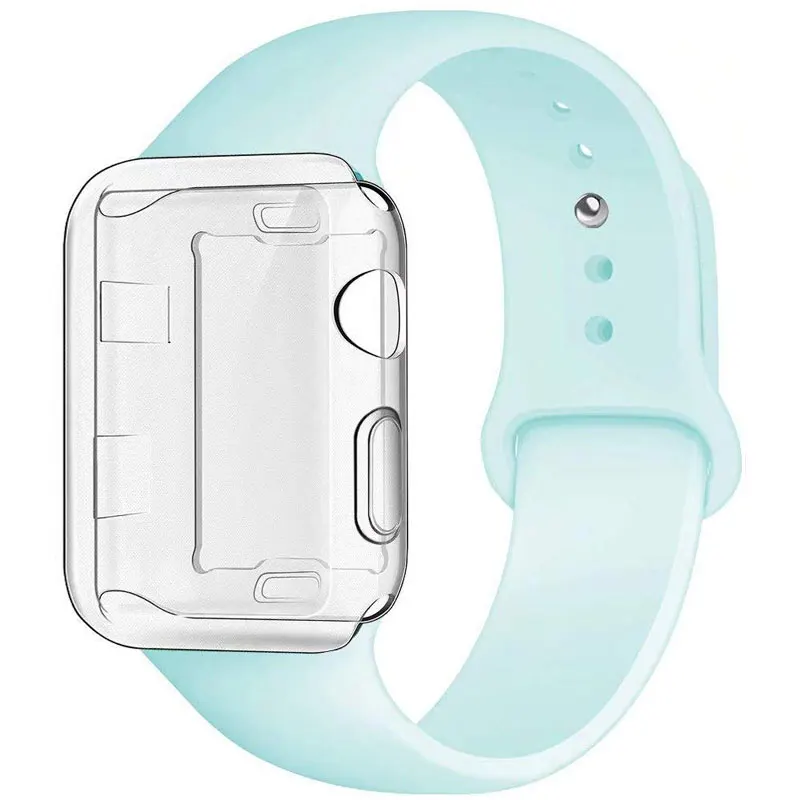 Turquoise Силиконовый спортивный ремешок для часов, чехол для Apple Watch 5, 4, 3, 2, 1, 38 мм, 42 мм, ремешок для часов iwatch 40 мм, 44 мм, силиконовый браслет - Цвет ремешка: Turquoise