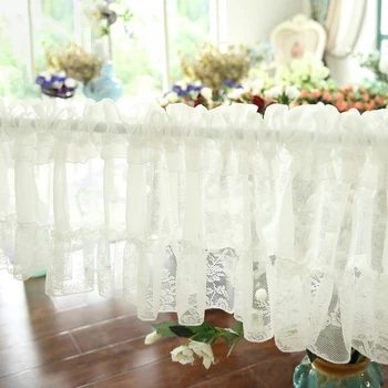 

Ready made solid lace splicing short curtain for kitchen cabinet coffee sheer panel modern home decoration tulle panel AG011#4