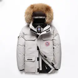 2019 зимняя мужская куртка на утином пуху с воротником из настоящего меха, толстая парка с капюшоном, мужская зимняя куртка размера плюс