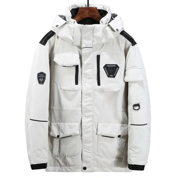 

2020 New -30 Degrees White Duck Down Jacket Men Thick Winter Removable Hooded Warm Down Parka Waterproof Big Pockets Size 3XL