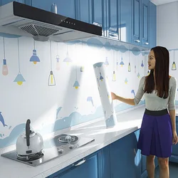 Vinyl Stickers Waterproof Oilproof Self-Adhesive 3D Wall Stickers For Kitchen Wall Home Decor Diy Wallpaper Peel And Stick Roll