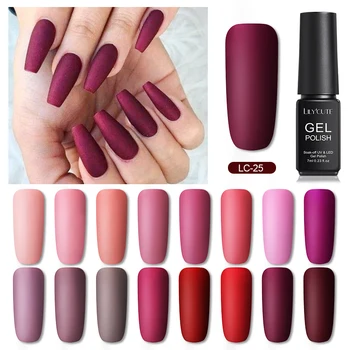 LILYCUTE Red Nude Pink Color Series UV Gel Polish Matte Top Coat Gel Nail Polish Semi Permanent Soak Off Nail Art Gel varnish